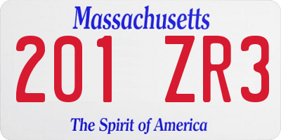 MA license plate 201ZR3
