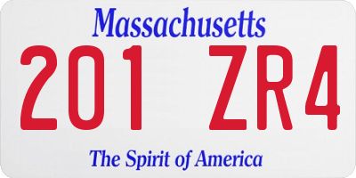 MA license plate 201ZR4