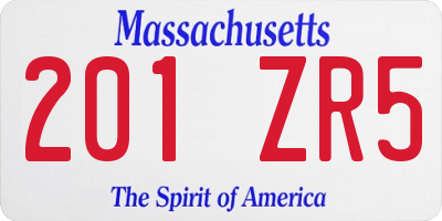 MA license plate 201ZR5