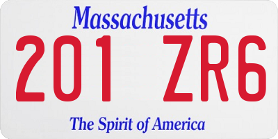 MA license plate 201ZR6