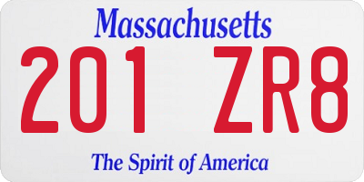 MA license plate 201ZR8