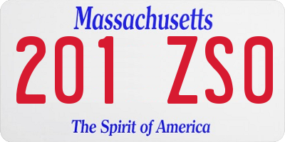 MA license plate 201ZS0