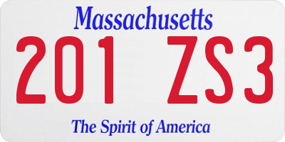 MA license plate 201ZS3