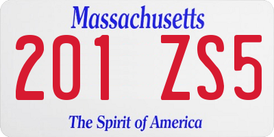 MA license plate 201ZS5