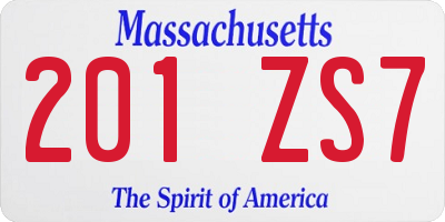 MA license plate 201ZS7