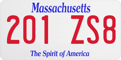 MA license plate 201ZS8