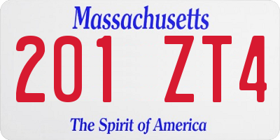 MA license plate 201ZT4