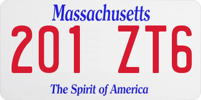 MA license plate 201ZT6