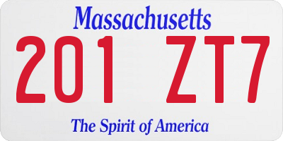 MA license plate 201ZT7