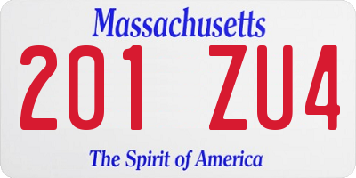 MA license plate 201ZU4