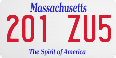 MA license plate 201ZU5