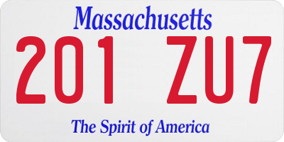 MA license plate 201ZU7