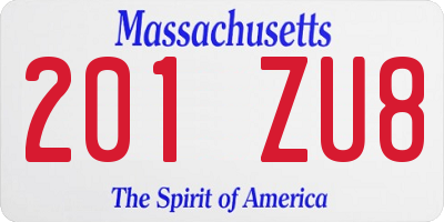 MA license plate 201ZU8