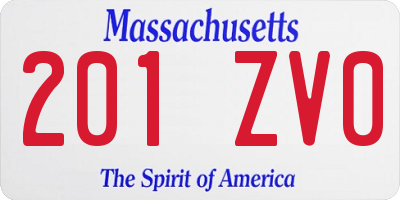 MA license plate 201ZV0