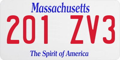 MA license plate 201ZV3