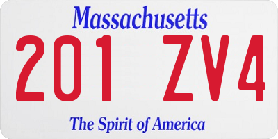 MA license plate 201ZV4