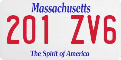 MA license plate 201ZV6
