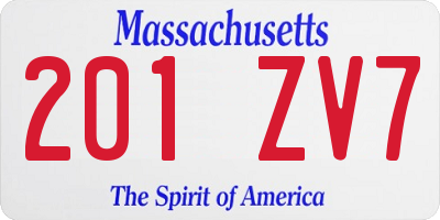 MA license plate 201ZV7