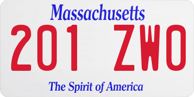 MA license plate 201ZW0