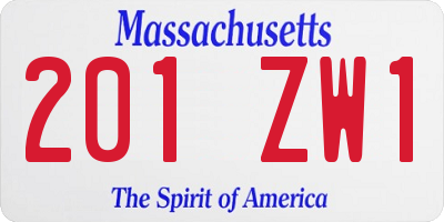 MA license plate 201ZW1