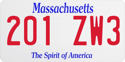 MA license plate 201ZW3