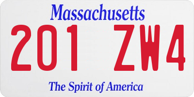 MA license plate 201ZW4