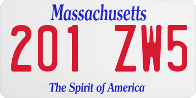 MA license plate 201ZW5