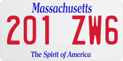 MA license plate 201ZW6