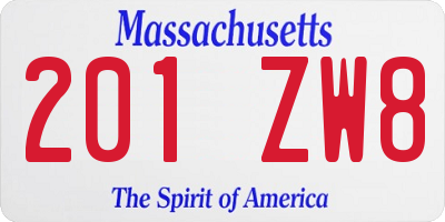 MA license plate 201ZW8