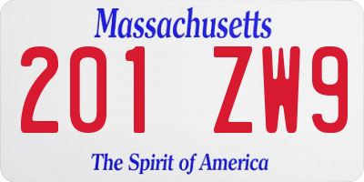 MA license plate 201ZW9