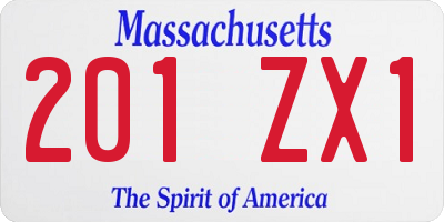 MA license plate 201ZX1