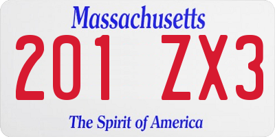 MA license plate 201ZX3