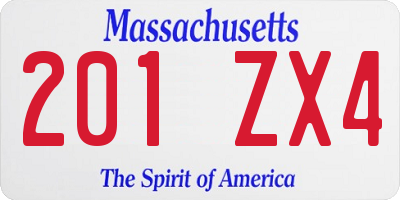MA license plate 201ZX4