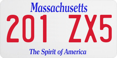 MA license plate 201ZX5