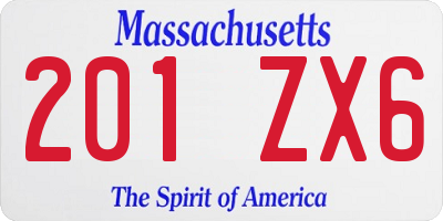 MA license plate 201ZX6