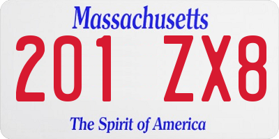 MA license plate 201ZX8