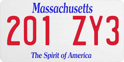 MA license plate 201ZY3