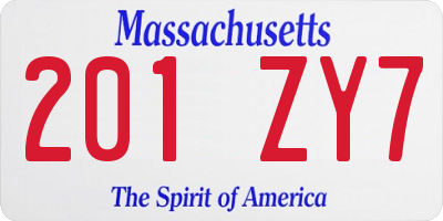MA license plate 201ZY7