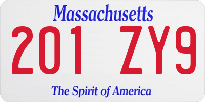 MA license plate 201ZY9