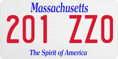 MA license plate 201ZZ0