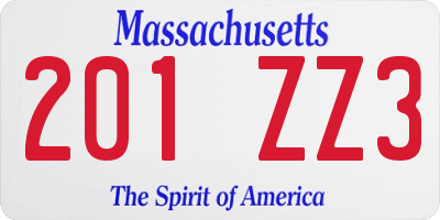 MA license plate 201ZZ3