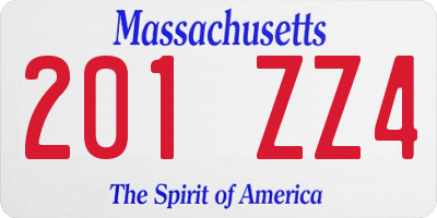 MA license plate 201ZZ4