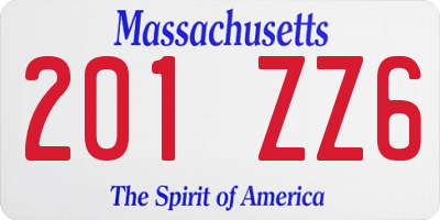 MA license plate 201ZZ6