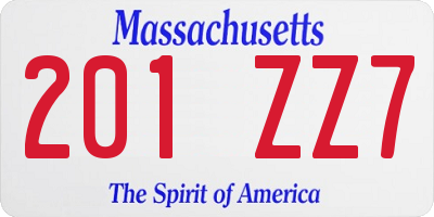MA license plate 201ZZ7