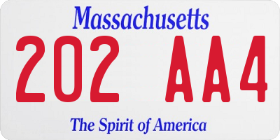MA license plate 202AA4