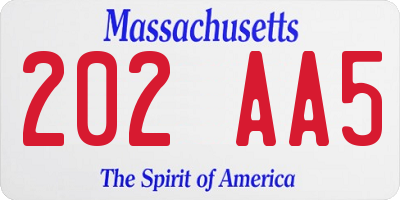 MA license plate 202AA5