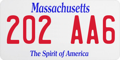 MA license plate 202AA6