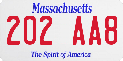 MA license plate 202AA8