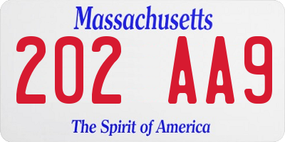MA license plate 202AA9