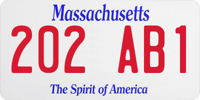 MA license plate 202AB1